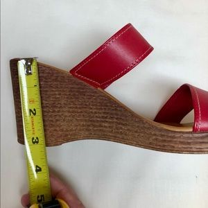 Red wedged heeled sandals